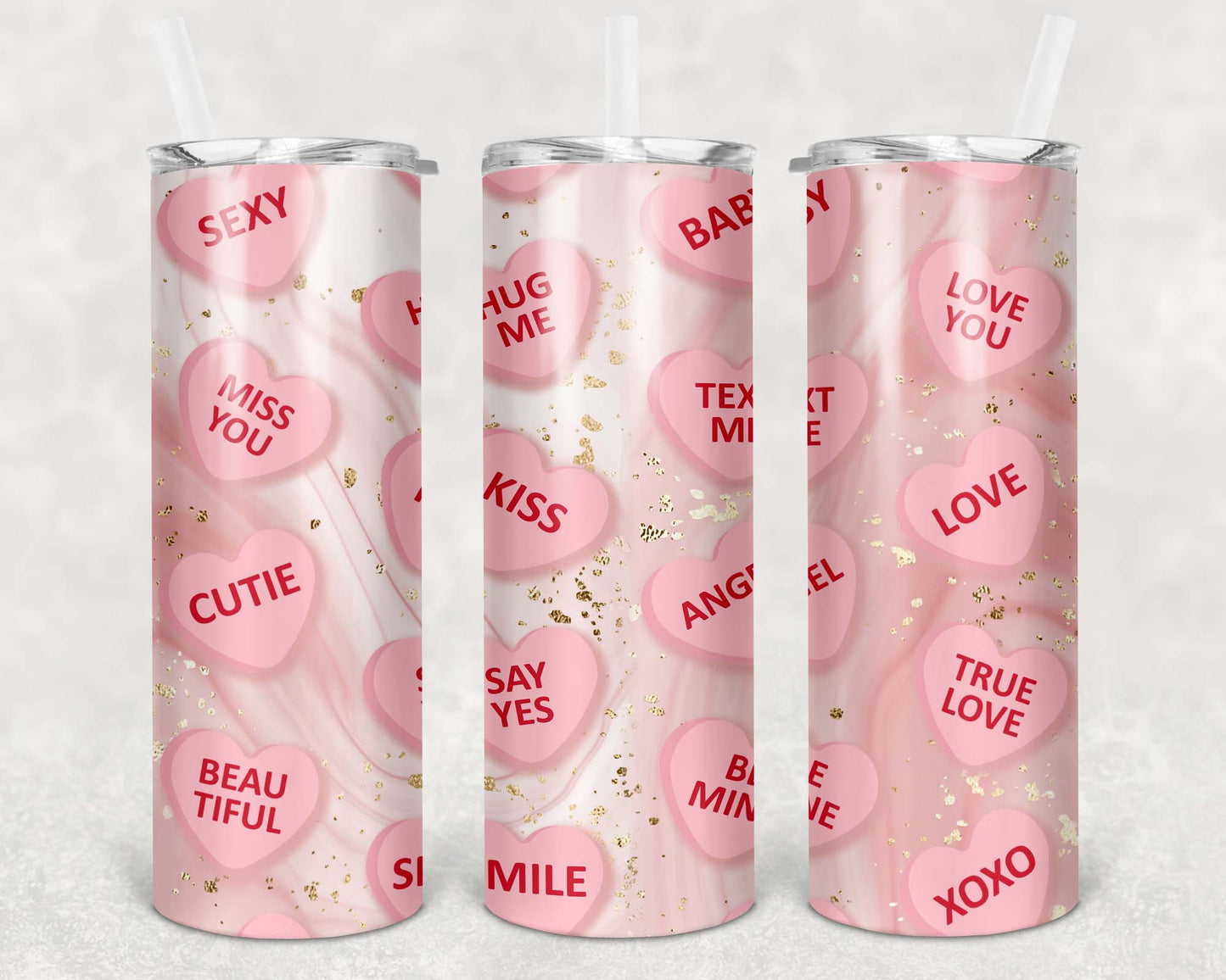 20oz Tumbler - Pink Heart Candy