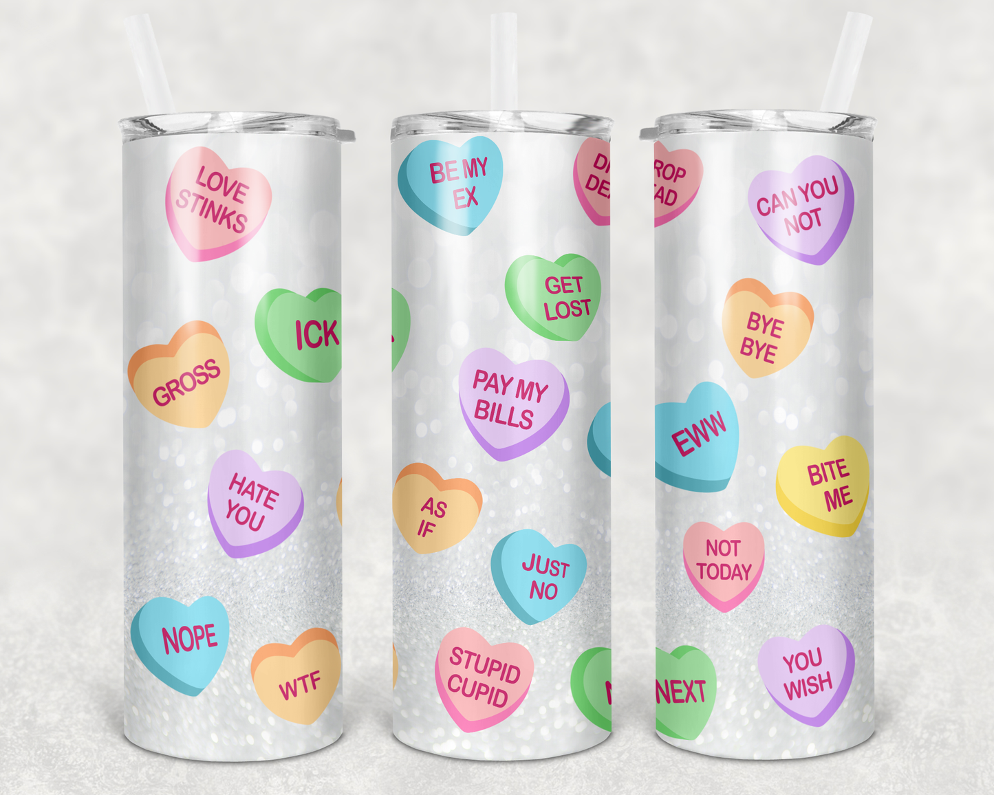 20oz Tumbler - Colorful Heart Candy