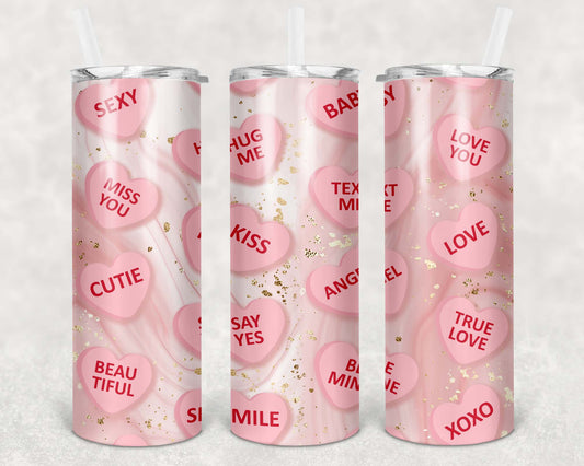 20oz Tumbler - Pink Heart Candy